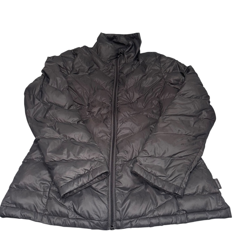 Calvin Klein gray lightweight packable down puffer jacket women’s small